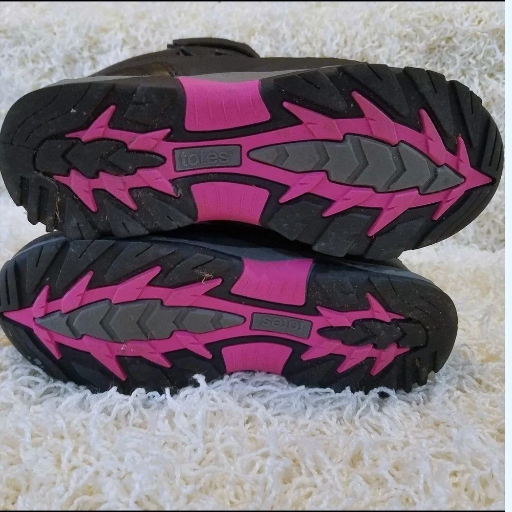 Totes Black Pink Madison Triple Strap Winter Snow Boots 5M Reflective Safety